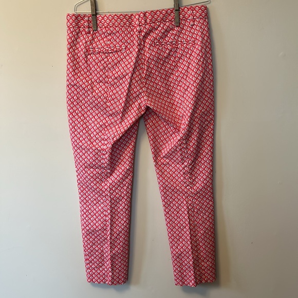 Gap slim cropped pants stretch dark pink print pattern size 8 - Picture 4 of 4